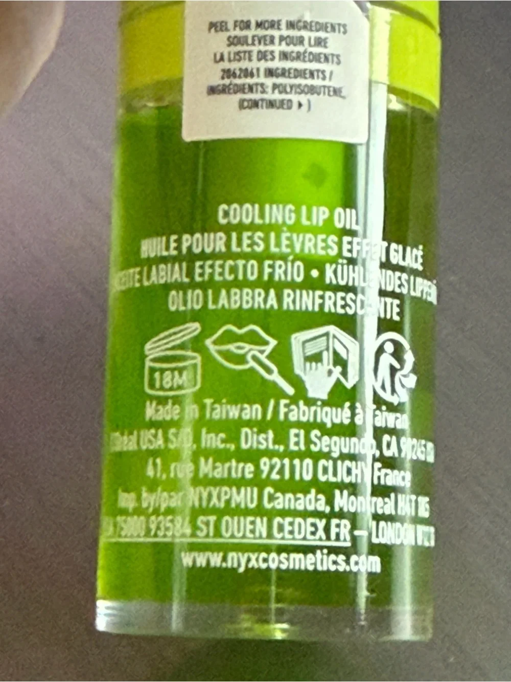 NYX Cooling Lip Oil in Neon Green